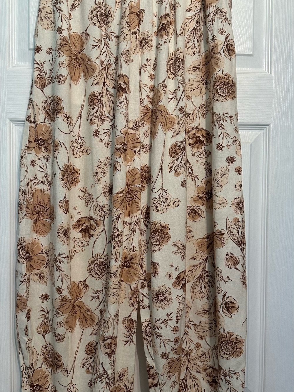 NLT Cream Straight-Leg Pants with Brown Floral Print